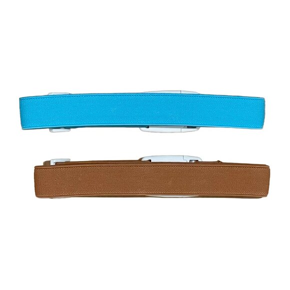 NWOT Kids' Easy Buckle Adjustable Elastic Belts | 2-Pack | Blue & Brown - Picture 4 of 8